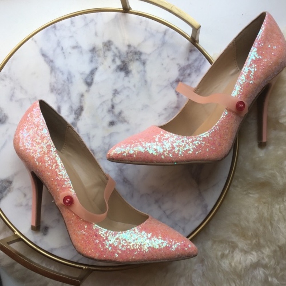 Pink glitter Mary Jane “Magic” pumps “magic” NWOT